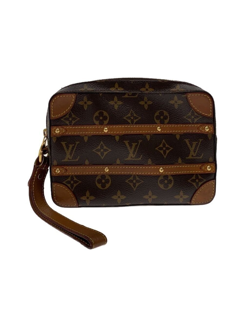 Louis Vuitton Soft Trunk Pouch Clutch Monogram Canvas Brown